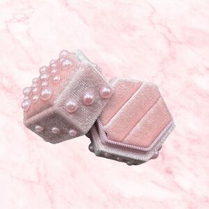 Faux Pearl and Velvet Blush Pink Ring Box